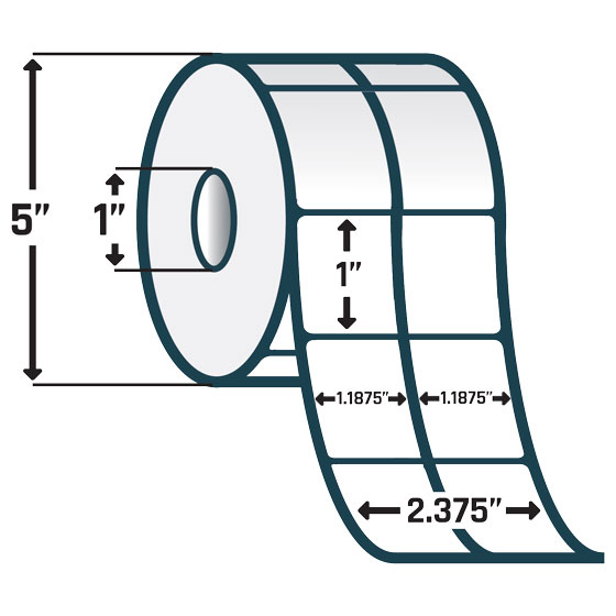 Zebra 10010052 DT 2.375 x 1 ZSelect 4000D Removable Barcode Labels