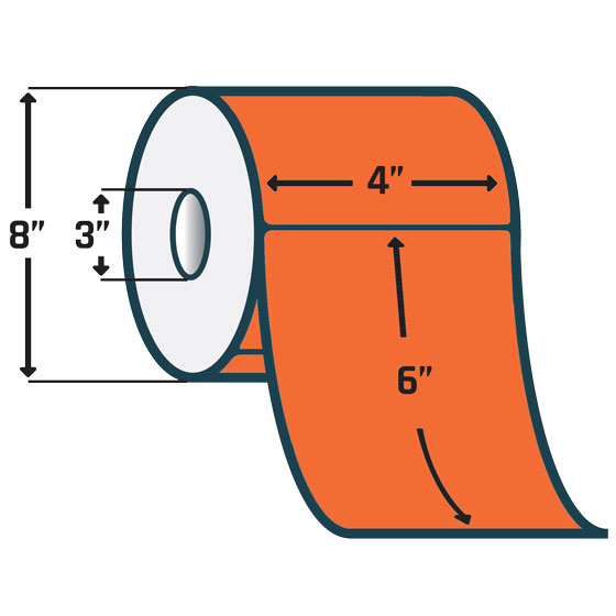 Zebra 10006208-7 TT 4 x 6 Z-Perform 2000T Floadcoated Fl. Orange Barcode Labels